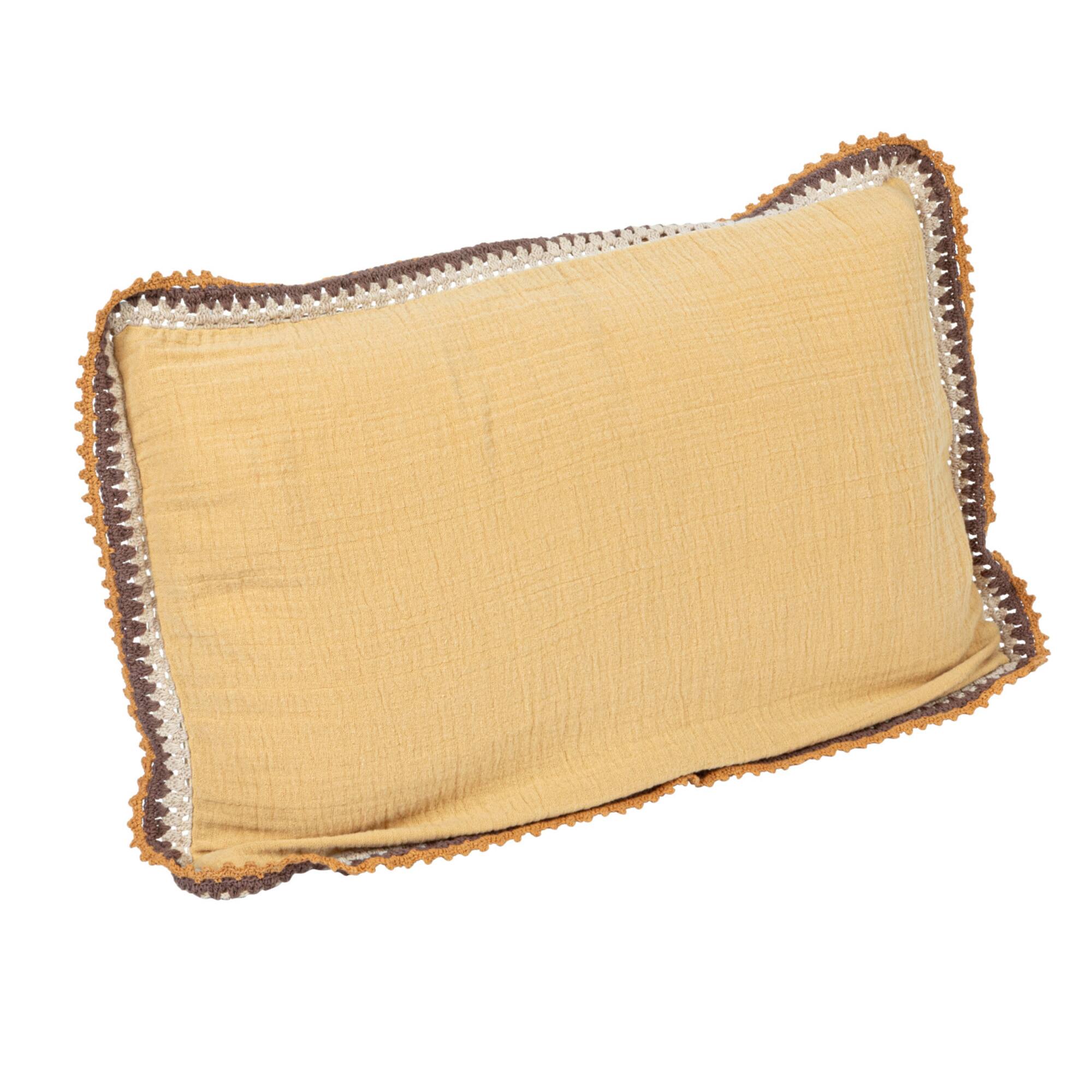 Hello Honey® Multicolored Cotton Lumbar Pillow with Crocheted Edge